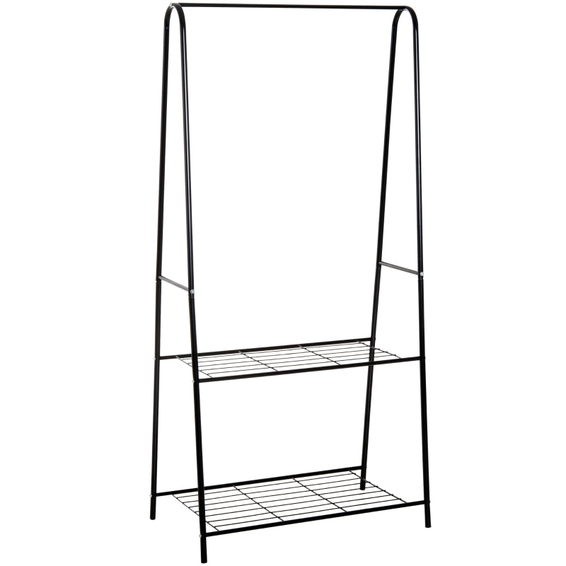 Black 2-Tier A-Shaped Steel Clothes Rack - 77L x 45W x 153H cm