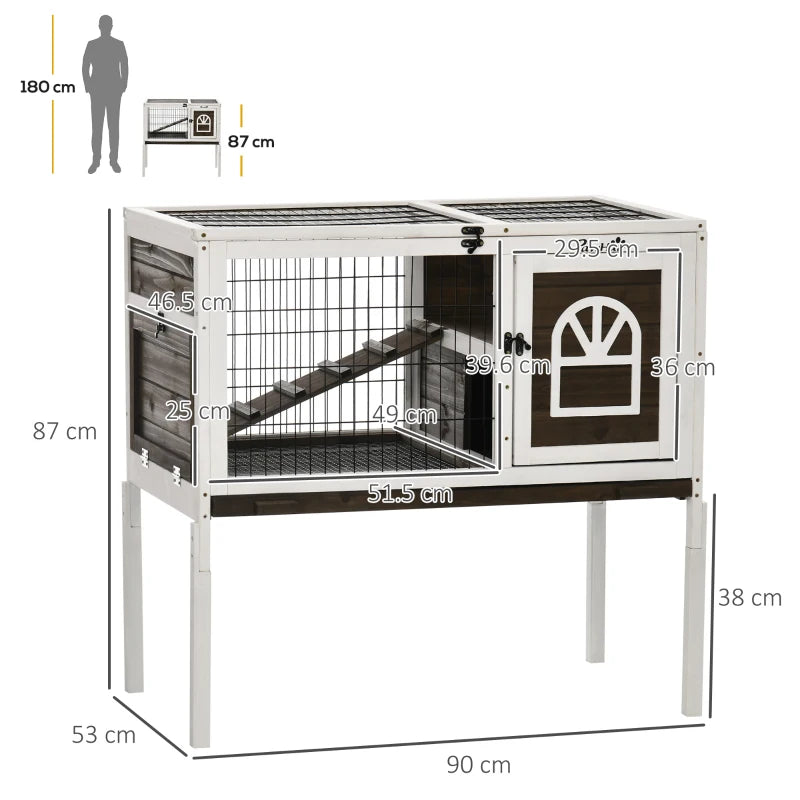 Wooden Small Pet Hutch with Removable Tray and Openable Roof - Natural