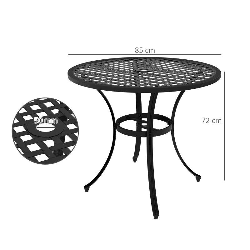 Round Aluminium Outdoor Table with Parasol Hole - Grey