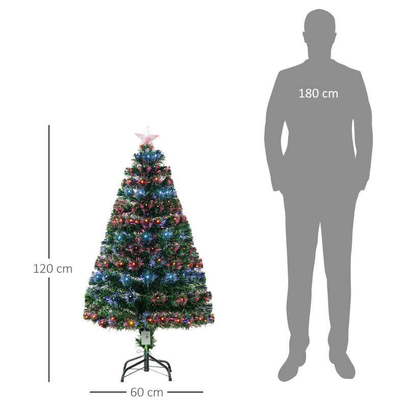 4ft Pre-Lit Fiber Optic Christmas Tree, Multi-Coloured LED Lights, Green