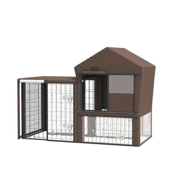 Brown Rabbit Hutch Cover, Water-Resistant Cage Protector for Small Pets