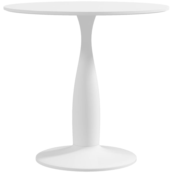 Modern Steel Base Round Dining Table, White, Space-Saving
