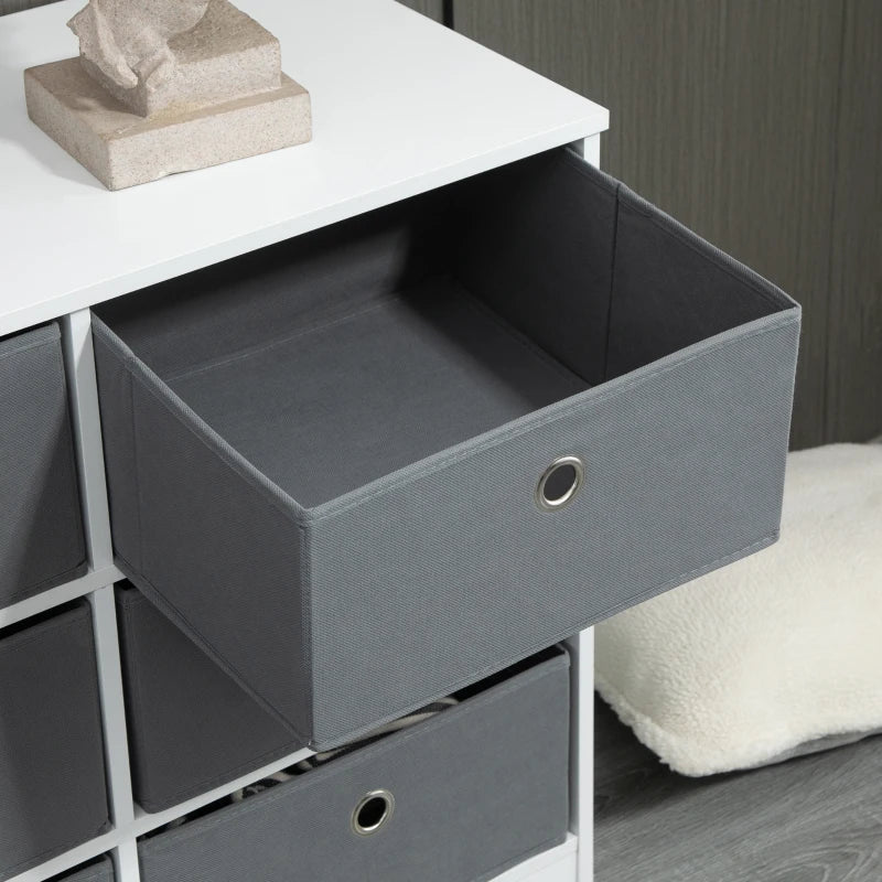 6-Drawer Fabric Storage Cabinet - White/Grey