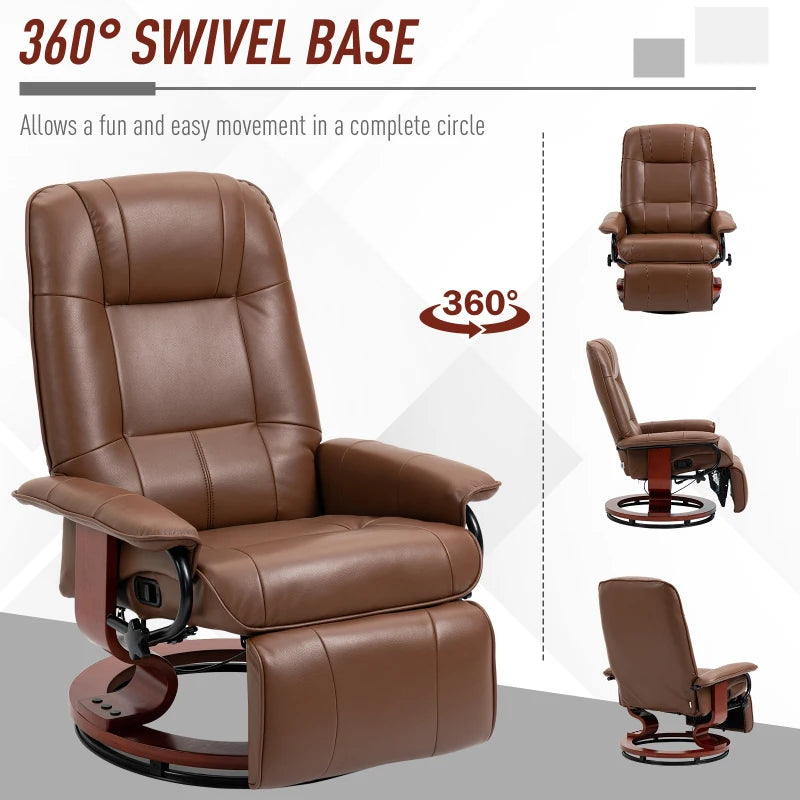 Brown Faux Leather Reclining Armchair with Footrest