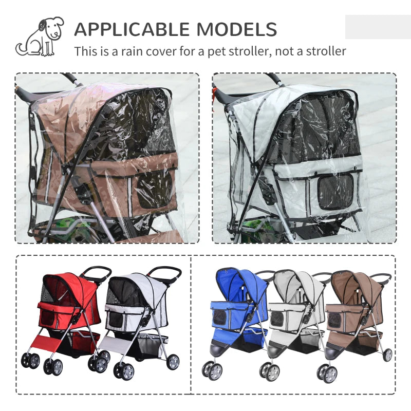 Grey Pet Stroller with Cover for Small Dogs, Folding Cat Pram