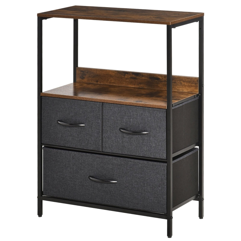Black 3-Drawer Storage Chest with Shelves - Home Cabinet for Living Room, Bedroom, Entryway