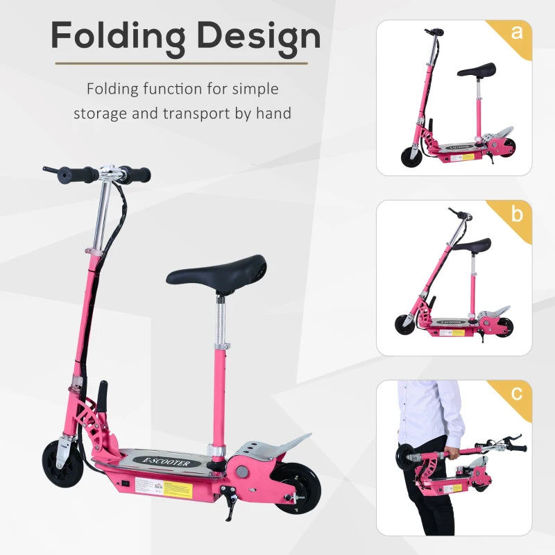 Foldable Pink Electric Scooter with Rechargeable Battery