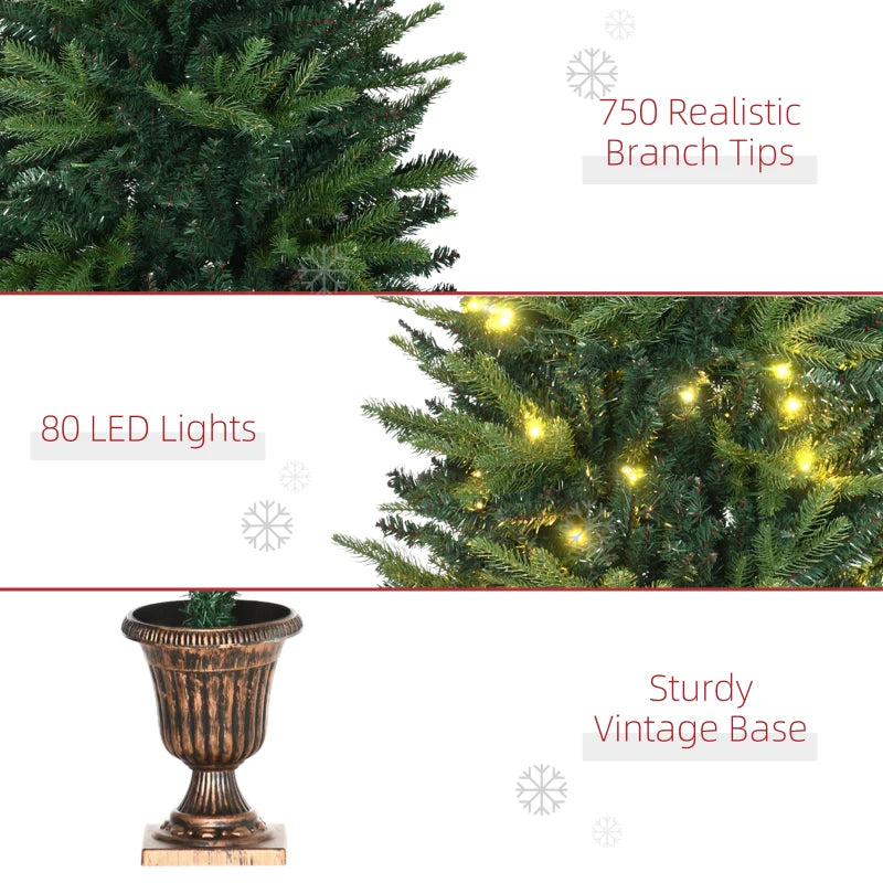 4FT Pre-Lit Green Christmas Spruce Tree with 80 LED Lights