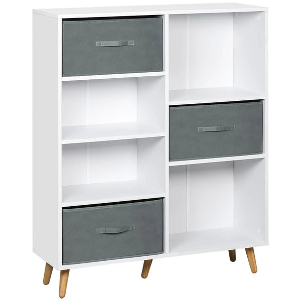 White 7-Cube Storage Cabinet with Fabric Drawers