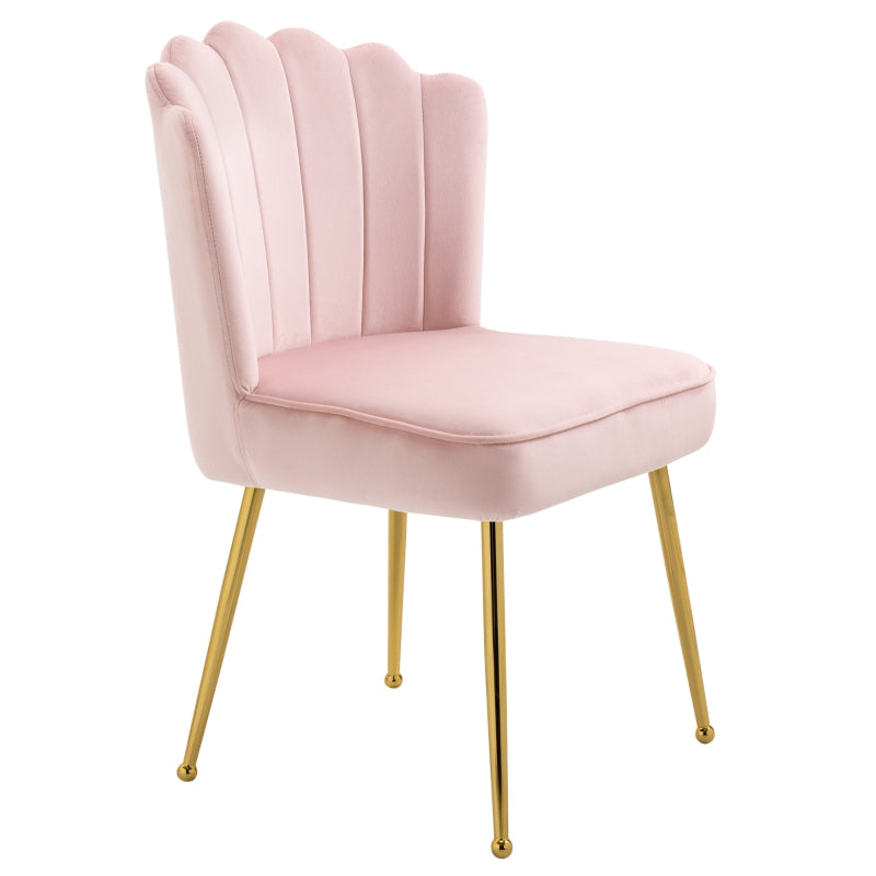 Blush Velvet Accent Chair with Gold Metal Legs, Modern Vanity Chair