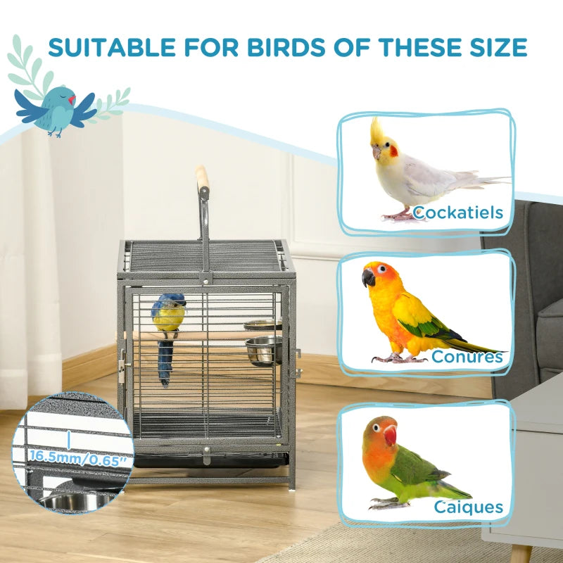 Portable Pet Bird Cage with Metal Handle - Blue