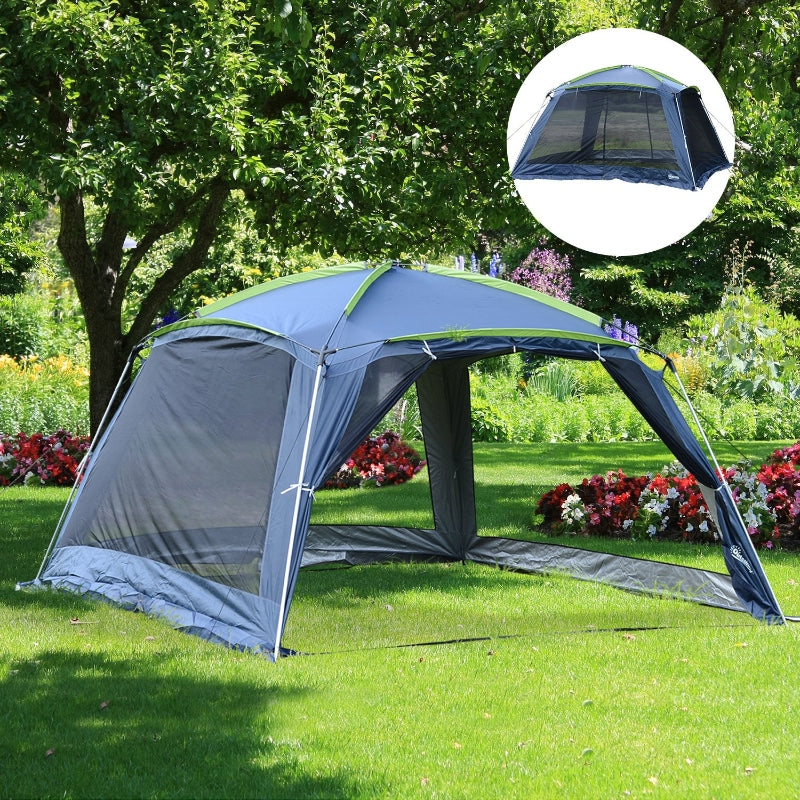 5-8 Person Dark Blue/Green Pop Up Camping Gazebo