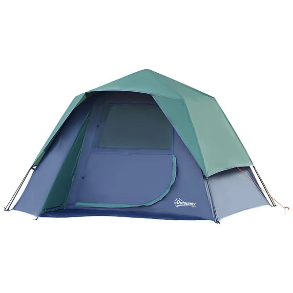 Green Fibreglass Frame Camping Tent for 3-4 People