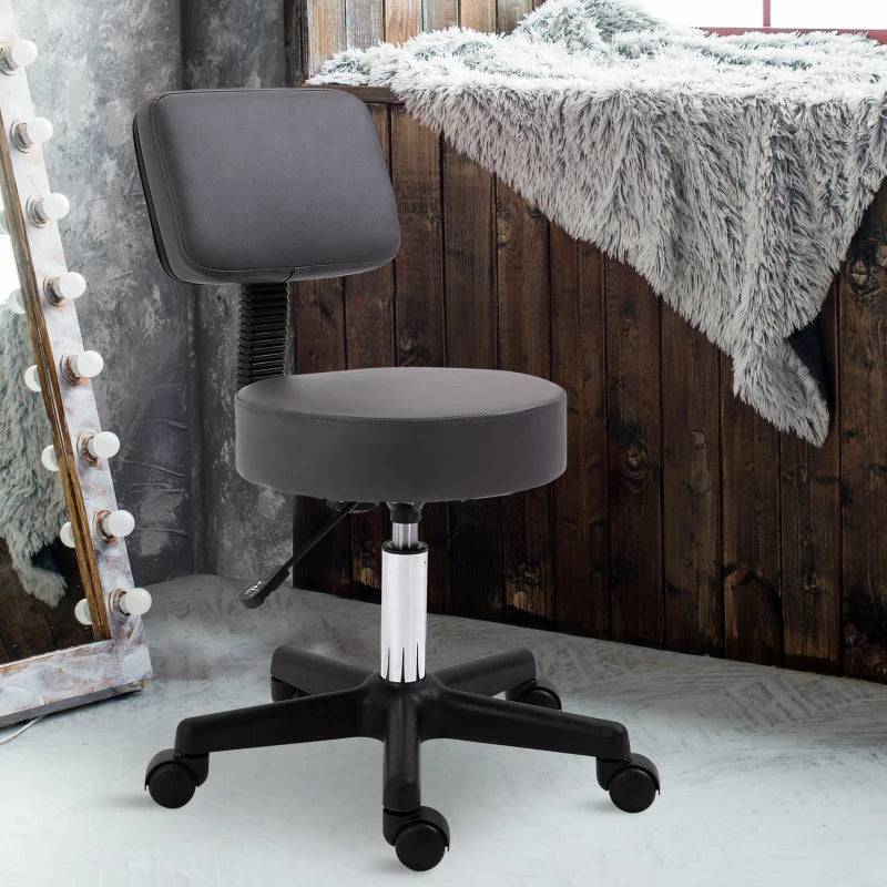 Grey Swivel Salon Chair with Adjustable Height and Wheels