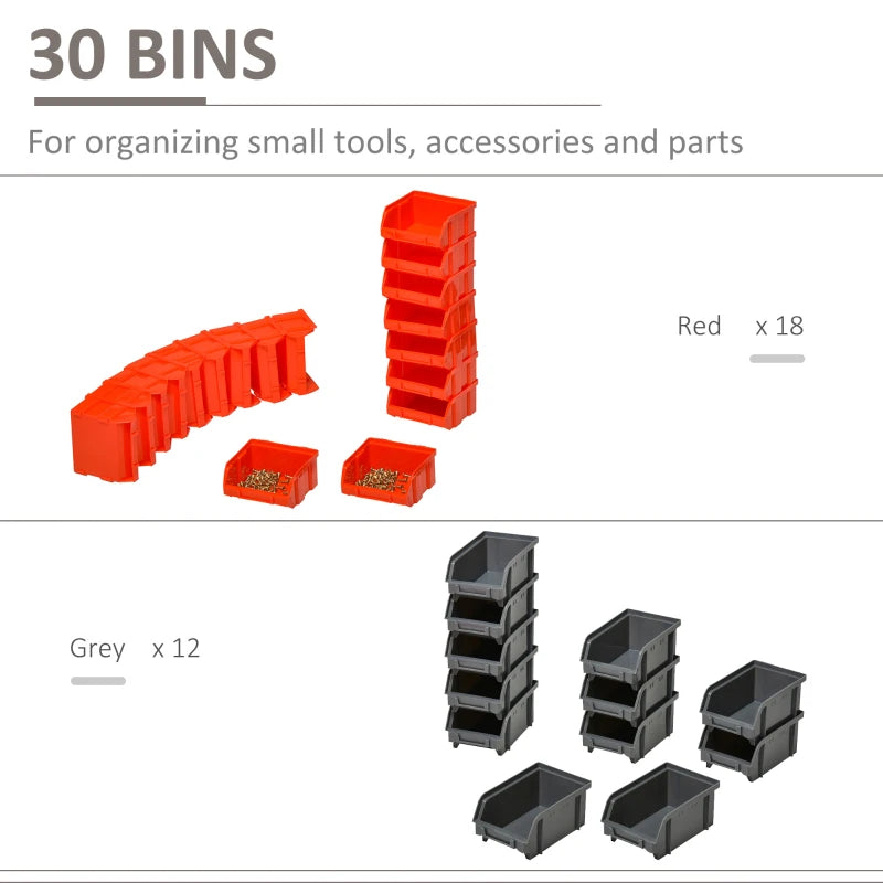 Black 30-Cubbie Wall Storage Organizer for Garage Workshop DIY