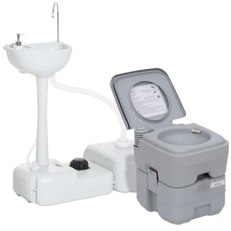 Portable Camping Toilet and Sink Set with Fresh and Waste Tanks - Outdoor Event Wastewater Recycler