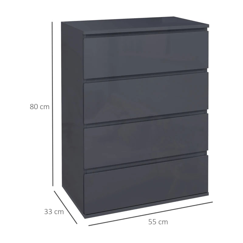 Modern Dark Grey 4-Drawer Chest of Drawers for Bedroom Storage
