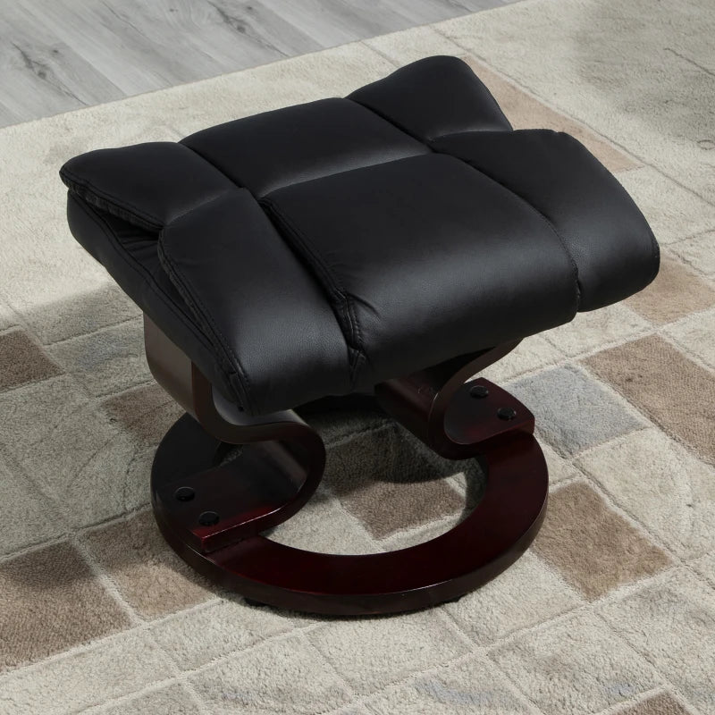 Black Swivel Recliner Chair with Adjustable Backrest and Footstool