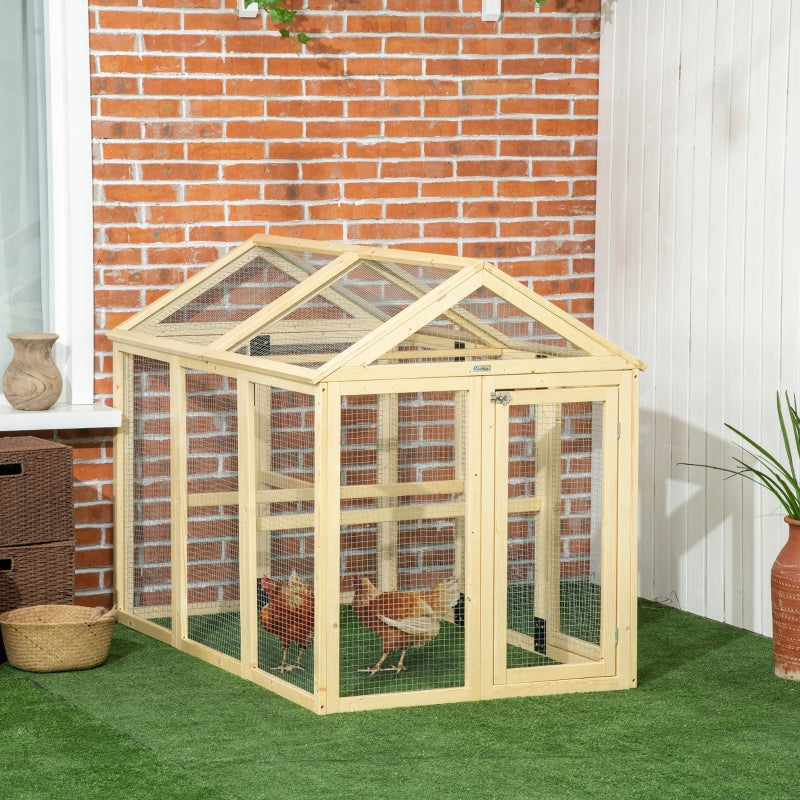 Large Wooden Chicken Run & Coop - Natural Wood Finish