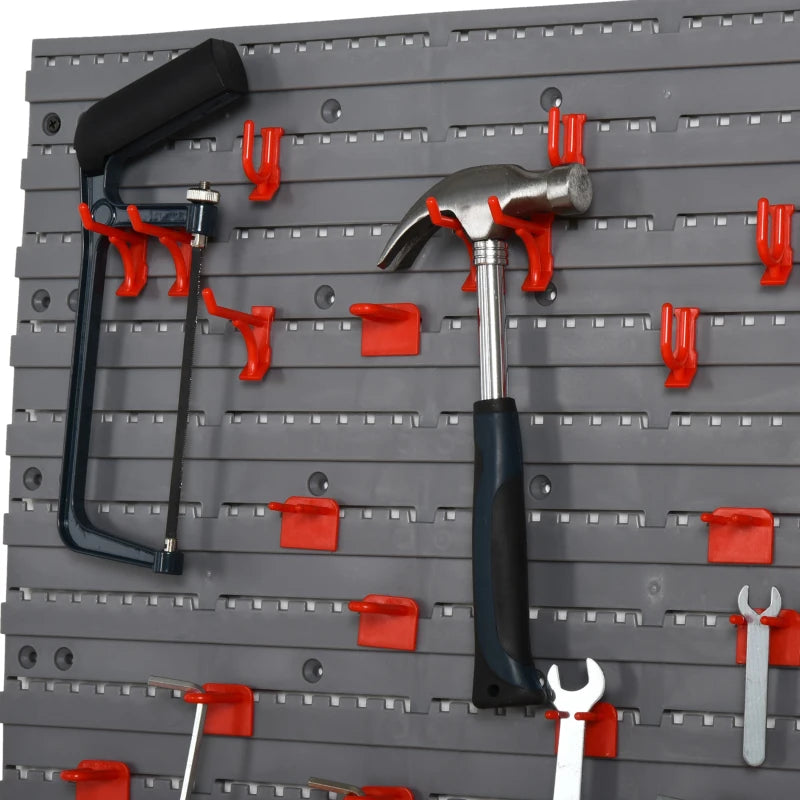 54-Piece Grey/Red On-Wall Tool Organizer Kit for Home Garage DIY