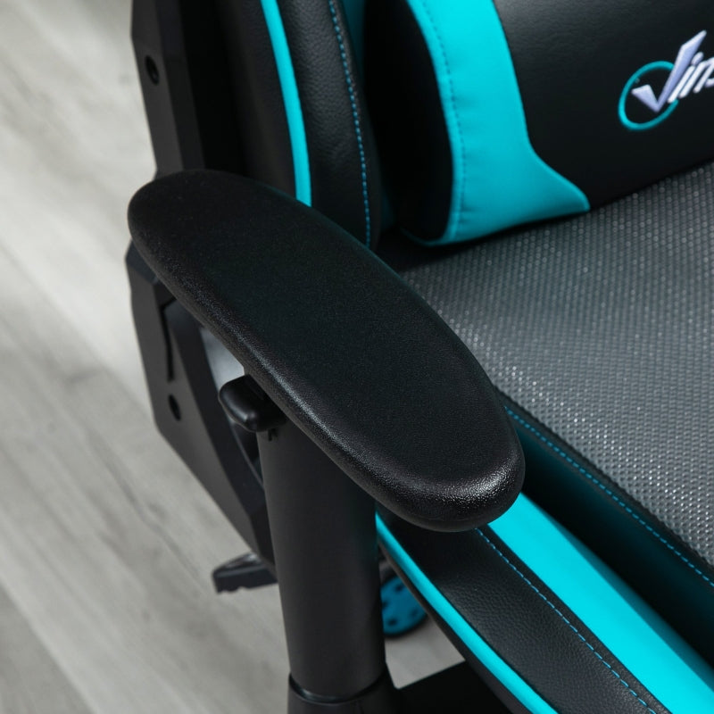 Sky Blue Racing Style Gaming Chair with Headrest and Lumbar Support