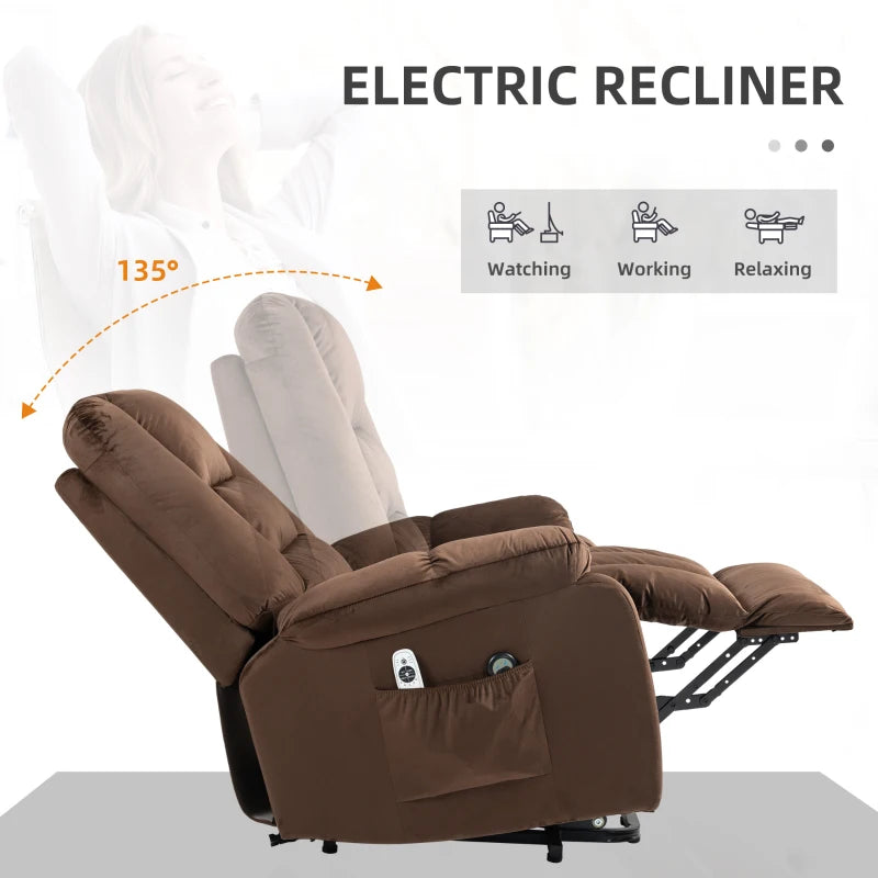 Brown Leathaire Massage Armchair with Heat and Reclining Back