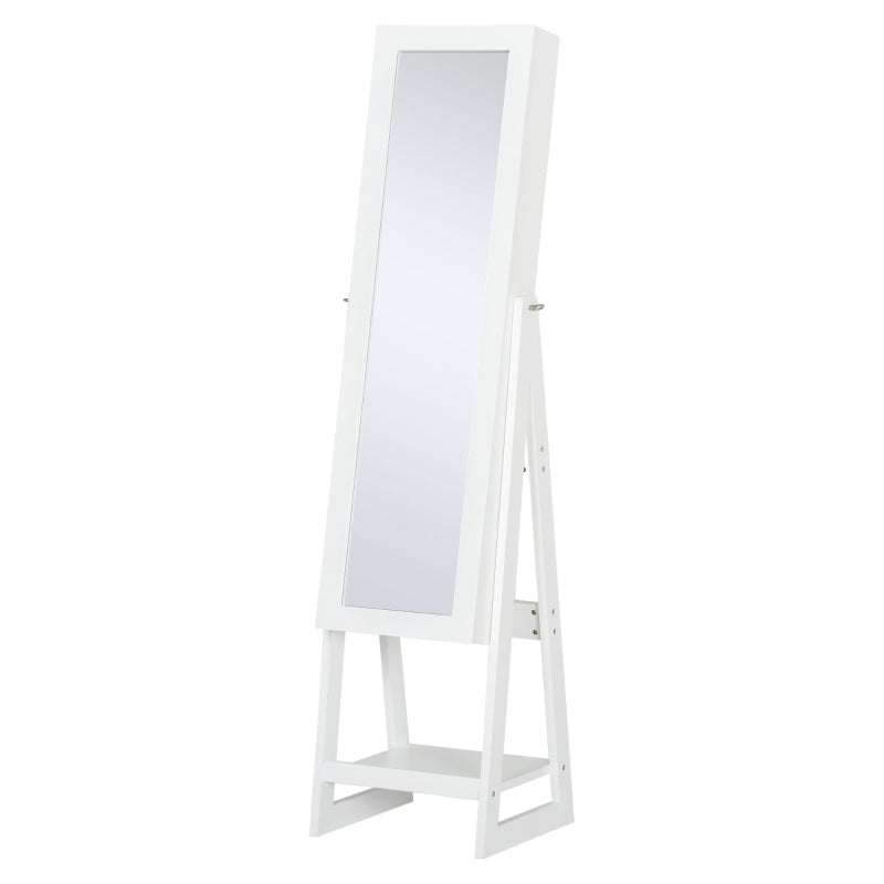 White Standing Mirror Jewellery Cabinet with LED Lights