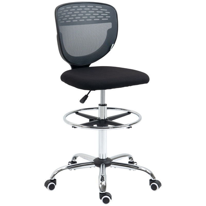 Grey Mesh Drafting Chair with Lumbar Support