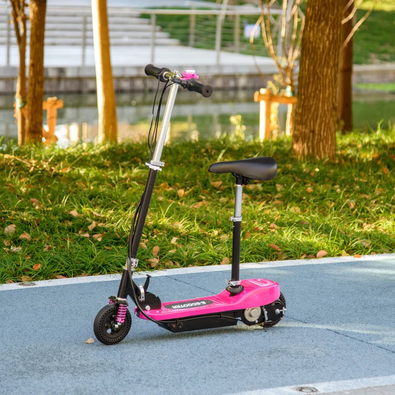 Pink Folding Electric Scooter with Warning Bell - 15km/h Speed, Ages 4-14