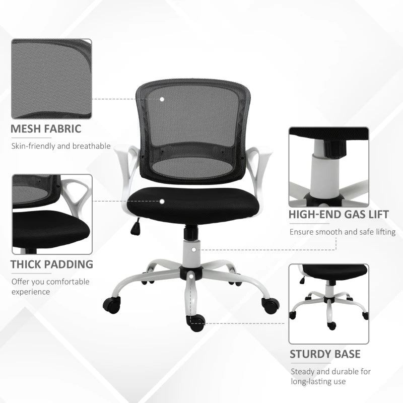 Black Mesh Office Chair with Lumbar Support & Adjustable Armrests