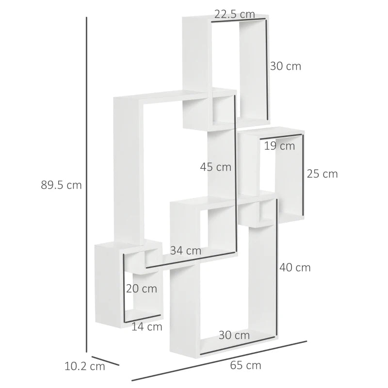 White Interlocking Cube Wall Shelves for Home Decor