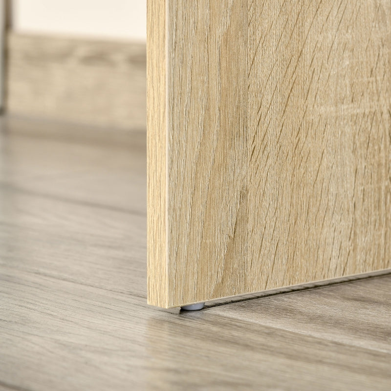 Oak and White L-Shaped Corner Computer Desk with Storage Drawer