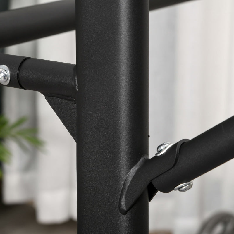 Black Power Tower Dip Station Pull Up Bar - Adjustable Height Home Gym Equipment