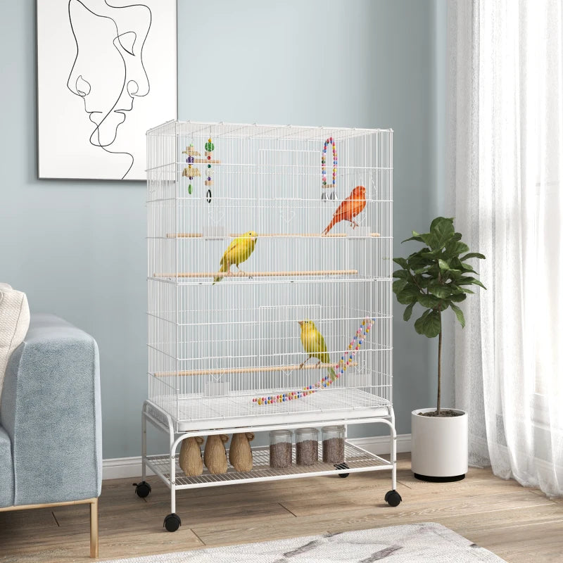 White Bird Cage Set for Canaries & Finches