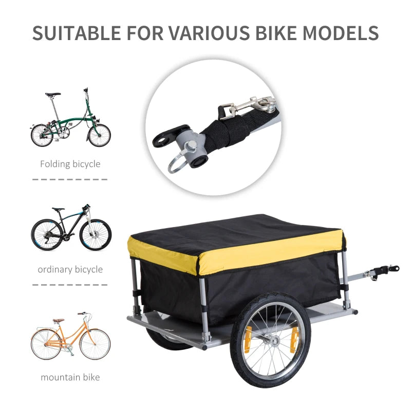 Yellow Bicycle Cargo Trailer with Folding Storage & Removable Cover