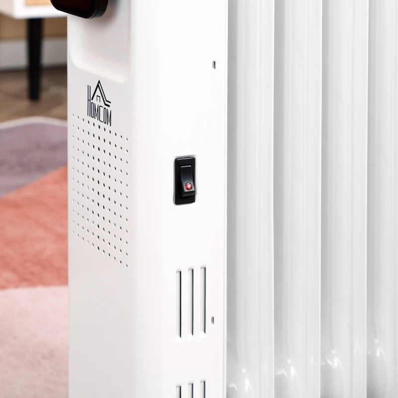 White 1500W Oil Filled Radiator with Remote Control