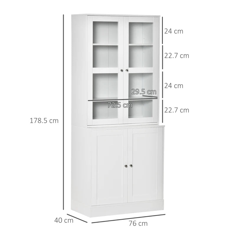 White Modern Bookcase with Doors and Adjustable Shelves