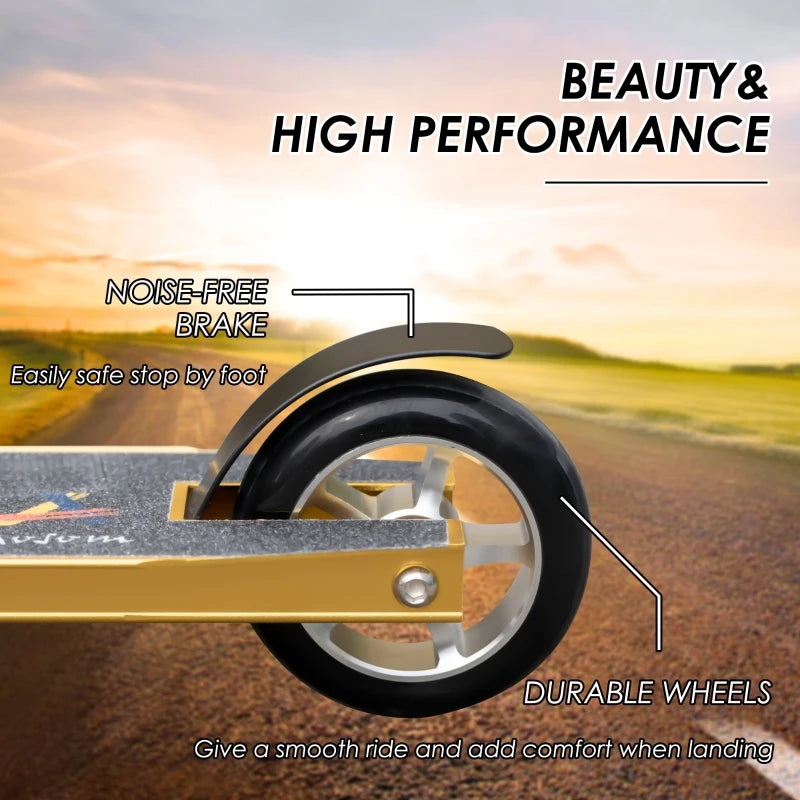 Gold Entry Level Stunt Scooter with Aluminium Deck for Ages 14+, ABEC 7 Bearings