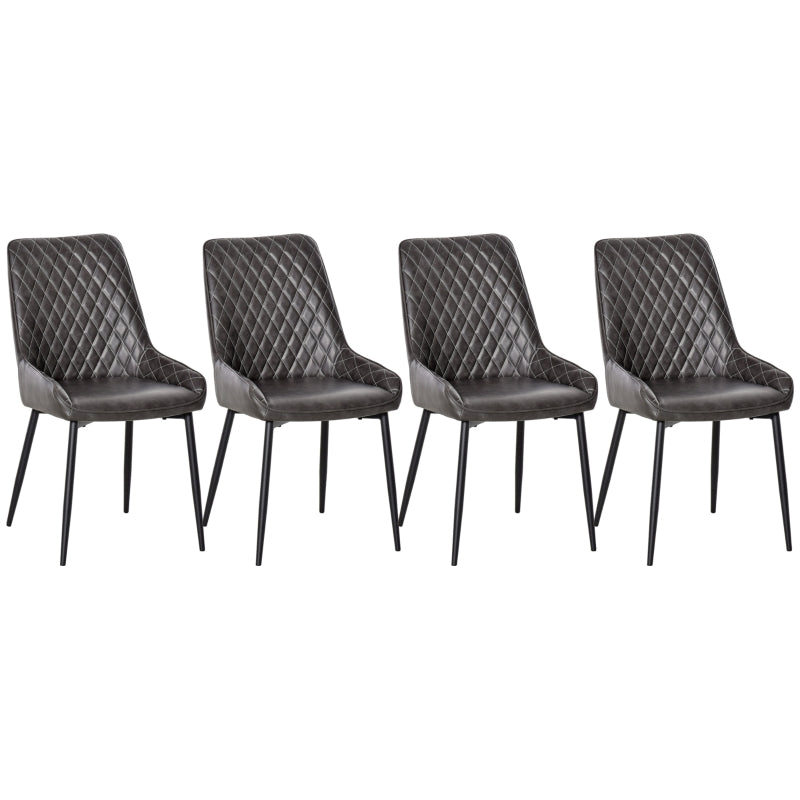 Grey PU Leather Dining Chairs Set of 4 with Metal Legs