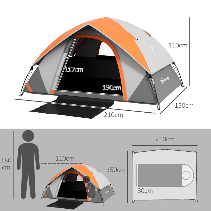 Orange/Grey 3-Person Dome Tent with Accessories