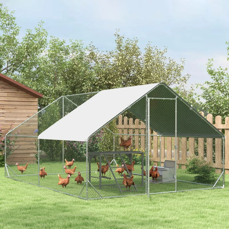 Grey Chicken Coop with Swing Set for 3-4 Chickens