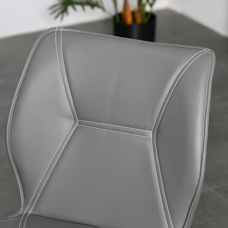 Grey PU Leather Racing-Style Dining Chairs Set of 2