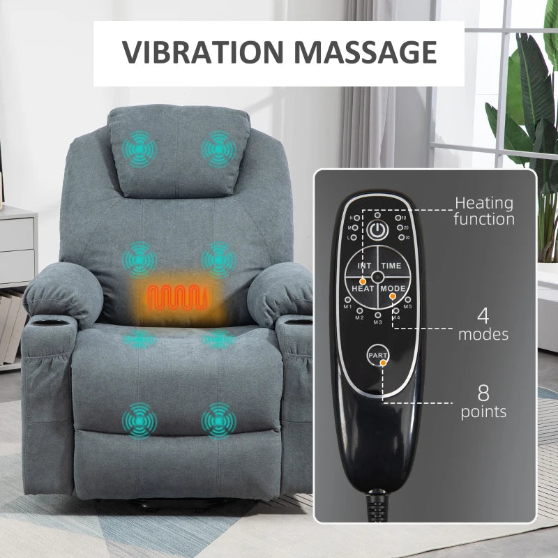 Grey Massage Recliner Chair with Heat Function