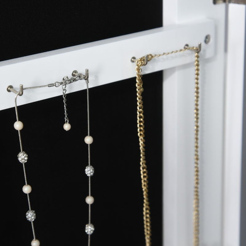 White Full Length Mirror Jewellery Cabinet with LED Lights and Storage