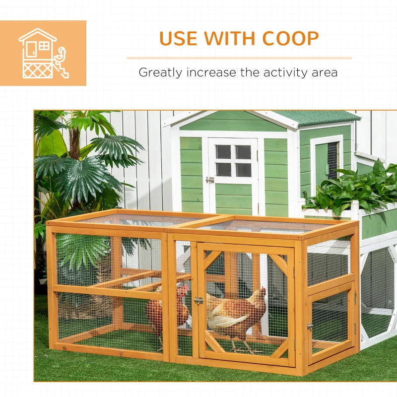 Wooden Chicken Coop with Perches and Doors - Natural Wood