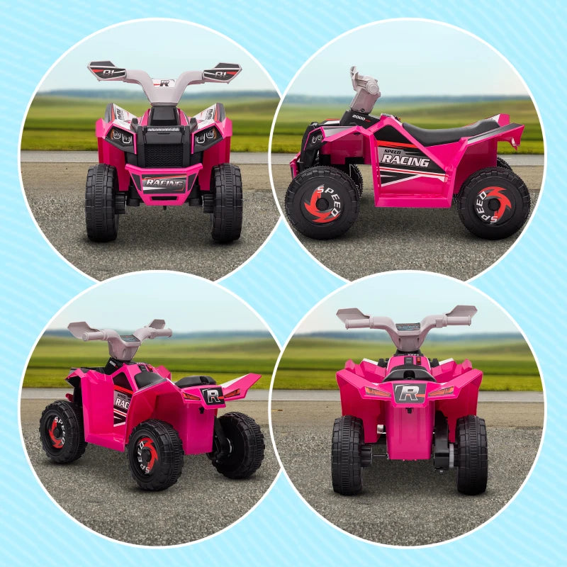 6V Pink Quad Bike for Toddlers, Wear-Resistant Wheels, Ages 18-36 Months