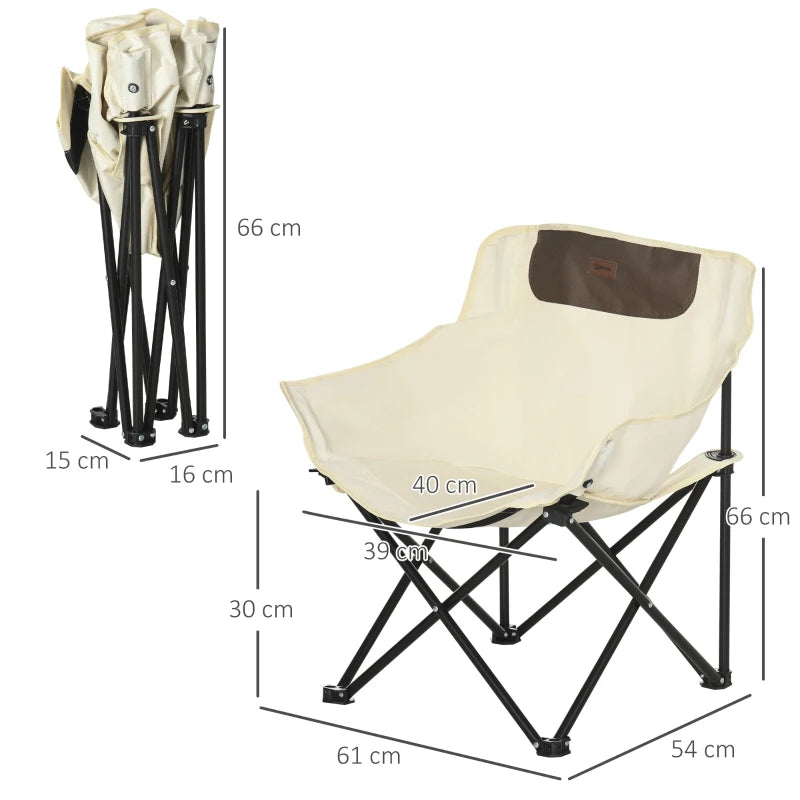 White Lightweight Folding Camping Chair with Storage Pocket