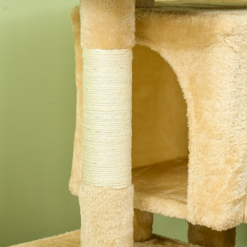 Cat Sisal Activity Tree with 2 Houses - Cream White