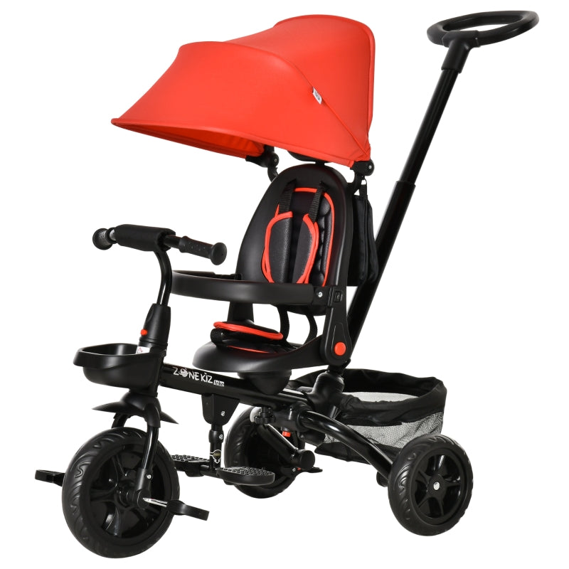 Red 4-in-1 Kids Trike with Adjustable Seat & Canopy
