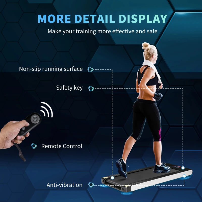 Compact Electric Walking Treadmill - Black 735W Motorised, 1-6km/h Speed, LED Display & Remote